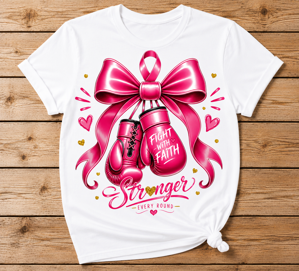 Fight With Faith – Stronger Every Round Breast Cancer Awareness Shirt