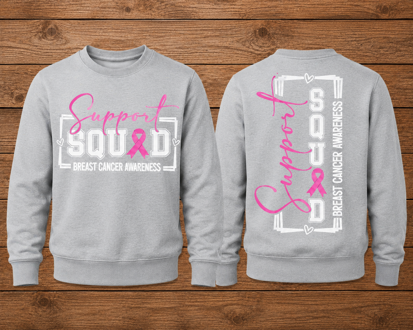 Support Squad Breast Cancer Awareness Front & Back Sweatshirt