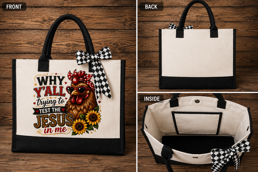 Why Y’all Trying to Test the Jesus in Me Canvas Tote Bag