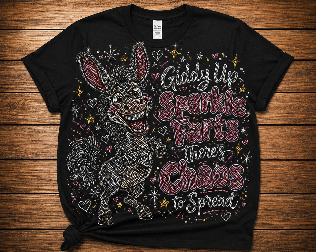 Giddy Up Sparkle Farts Rhinestone-Look Graphic Shirt