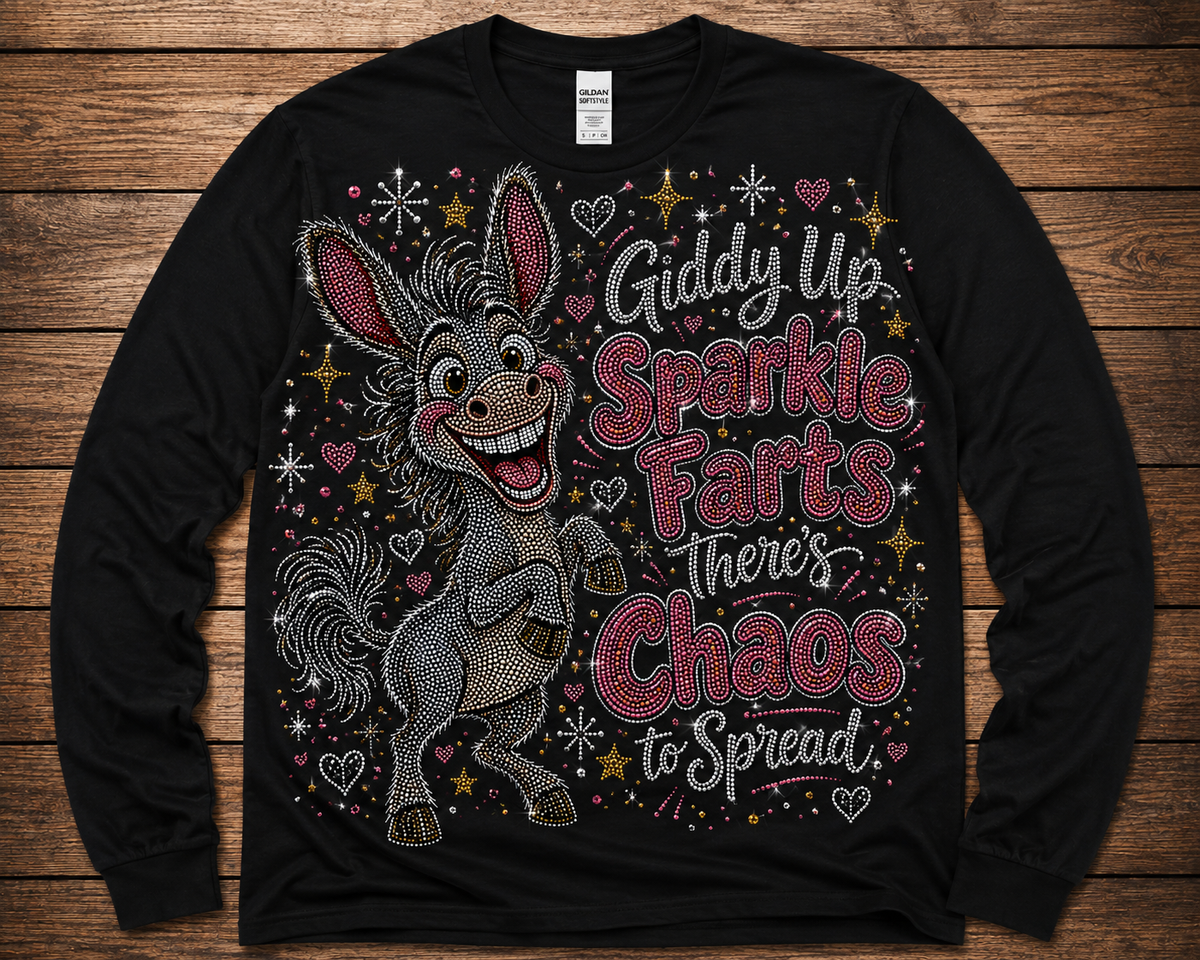 Giddy Up Sparkle Farts Rhinestone-Look Graphic Shirt