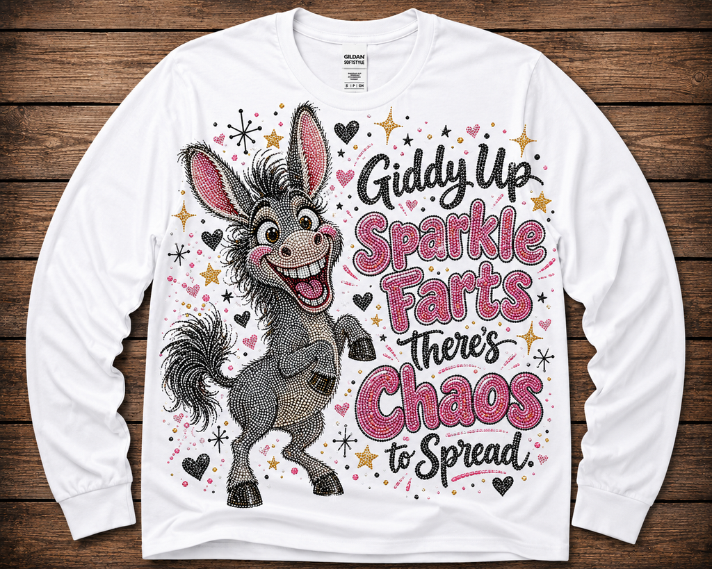Giddy Up Sparkle Farts Rhinestone-Look Graphic Shirt