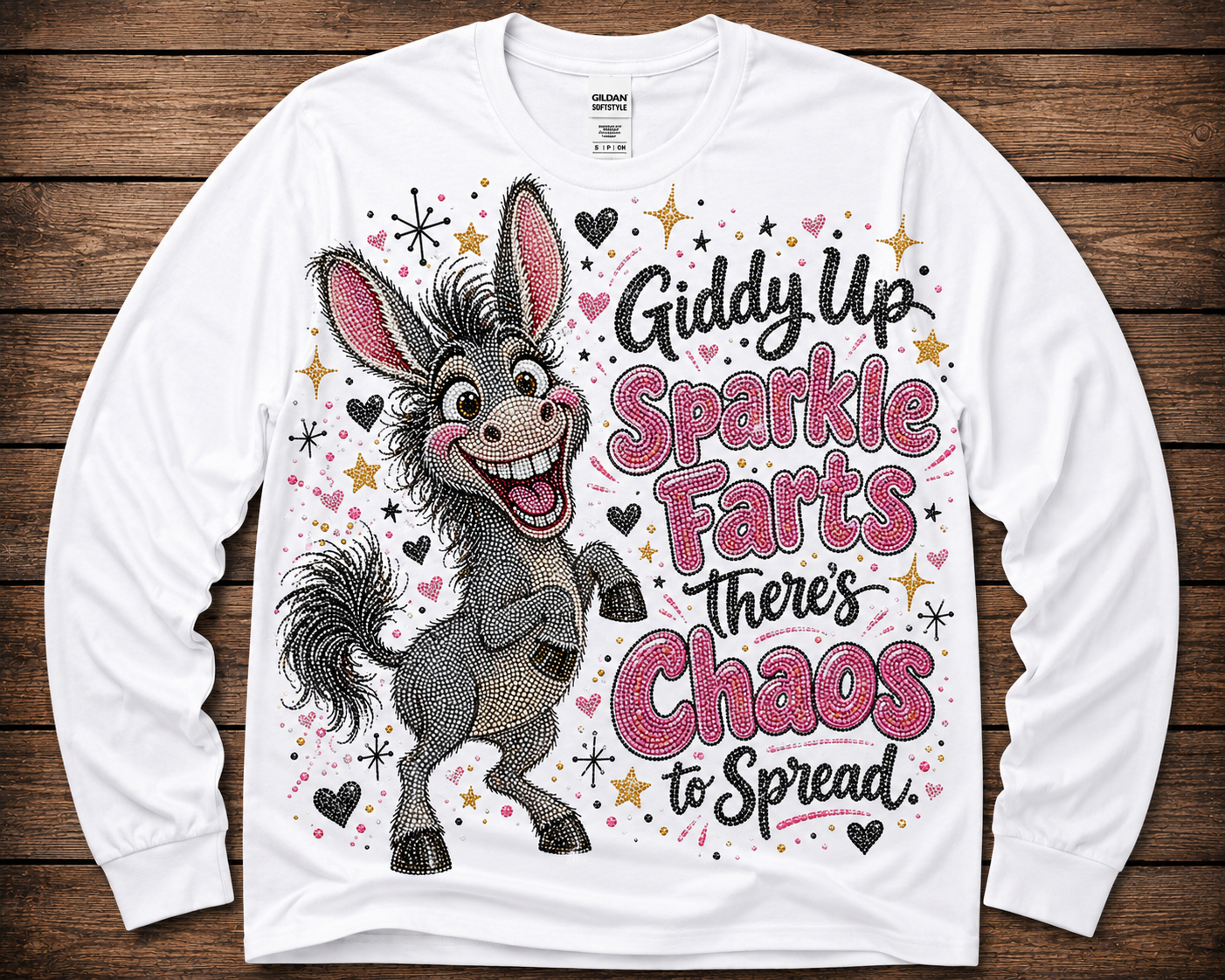 Giddy Up Sparkle Farts Rhinestone-Look Graphic Shirt