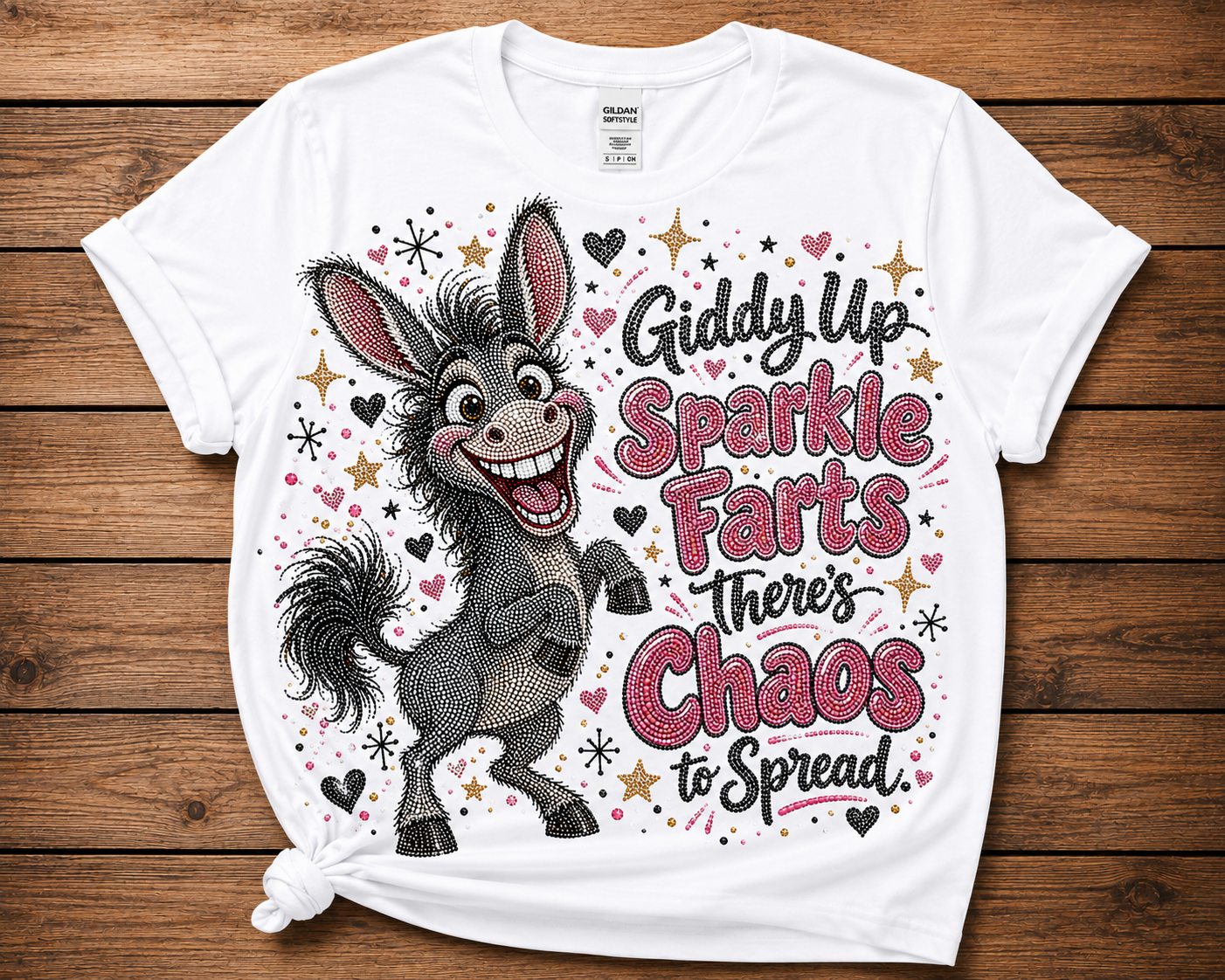Giddy Up Sparkle Farts Rhinestone-Look Graphic Shirt