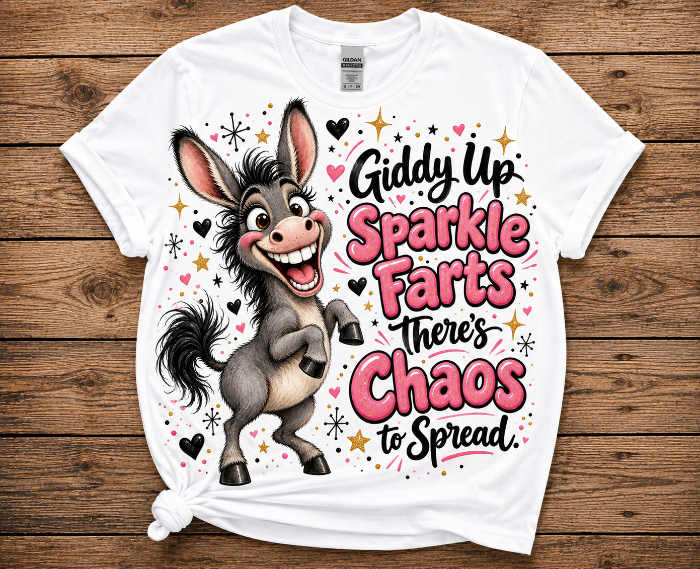 Giddy Up Sparkle Farts Funny Donkey Graphic T-Shirt