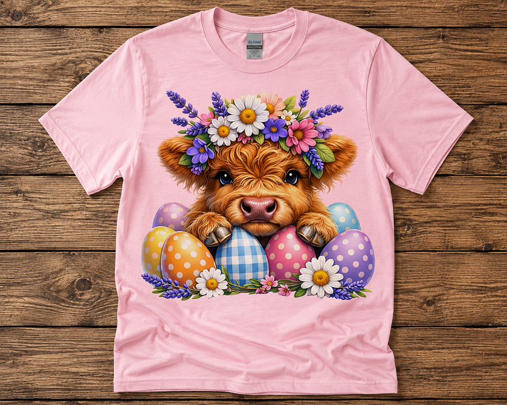 Easter Highland Cow Graphic Shirt