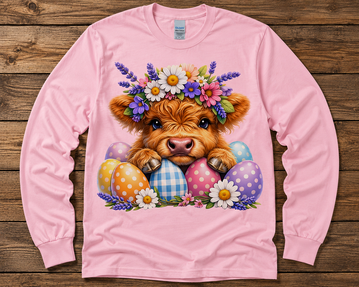 Easter Highland Cow Graphic Shirt