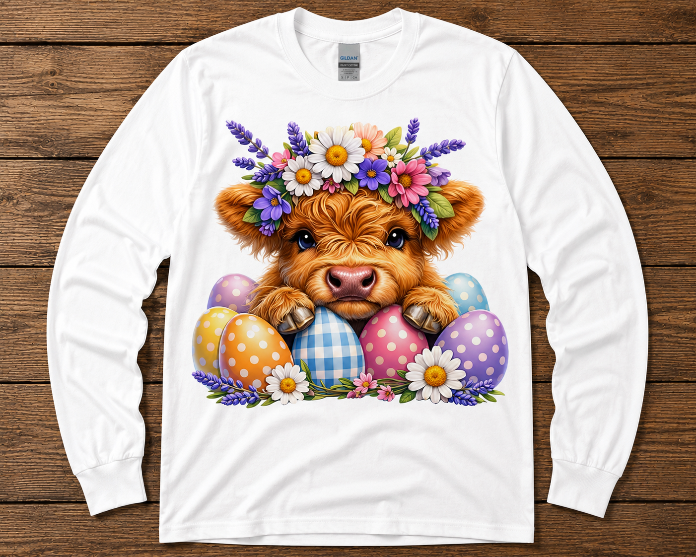 Easter Highland Cow Graphic Shirt