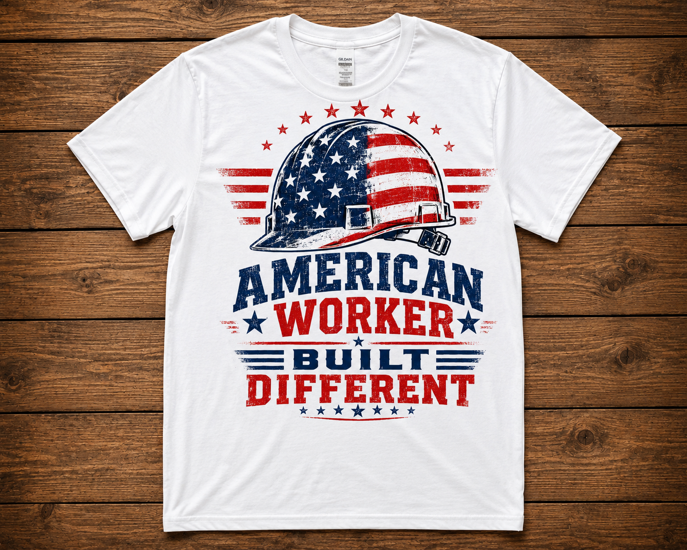 American Worker Built Different Patriotic Graphic Shirt