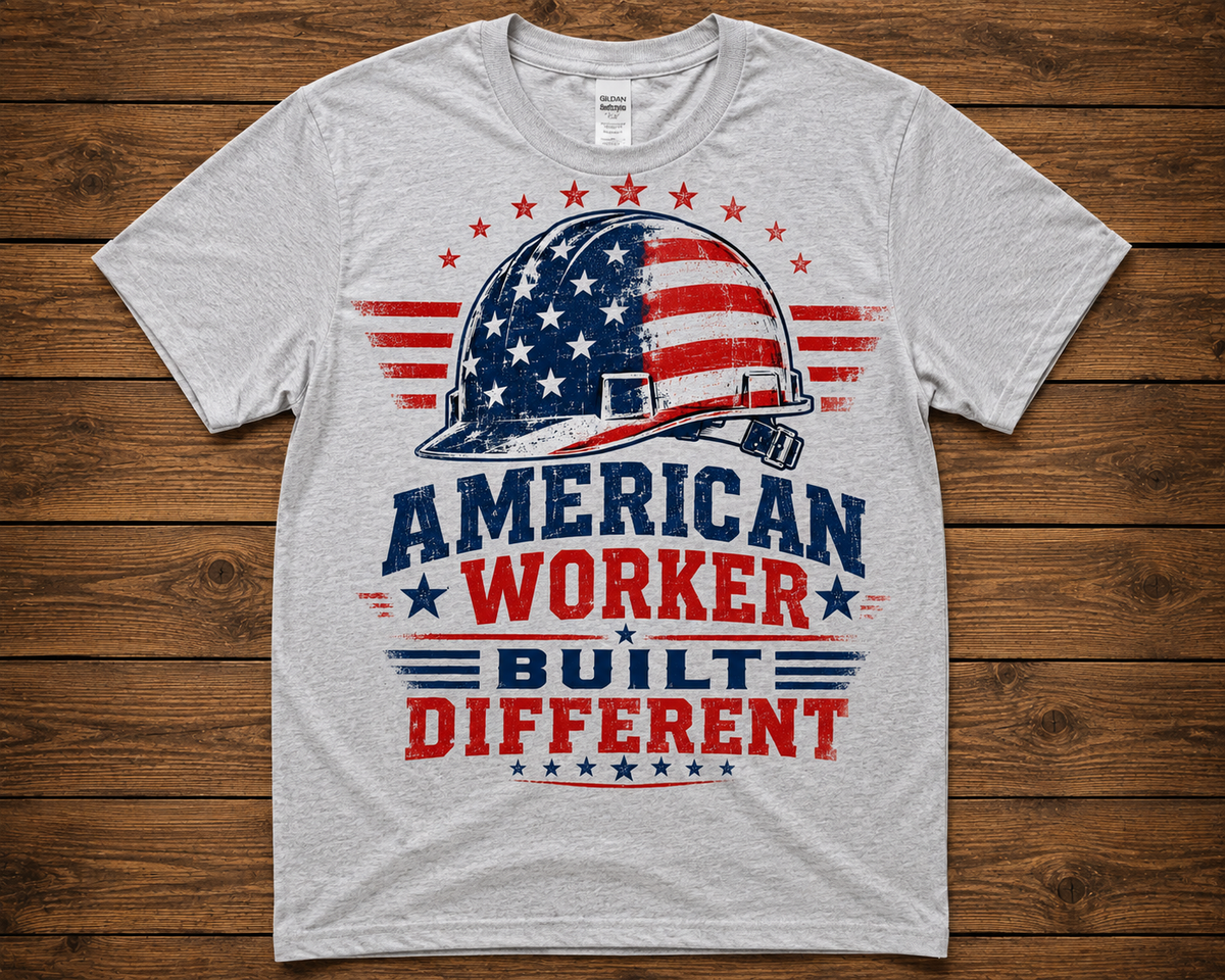 American Worker Built Different Patriotic Graphic Shirt
