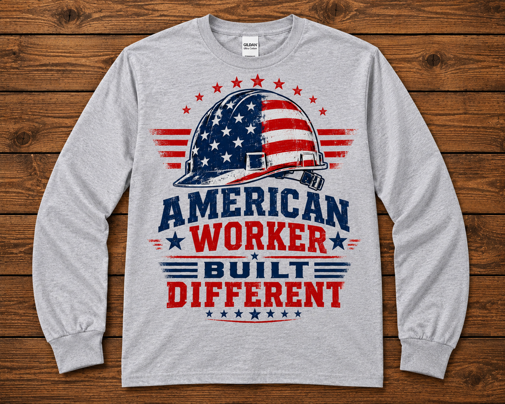 American Worker Built Different Patriotic Graphic Shirt