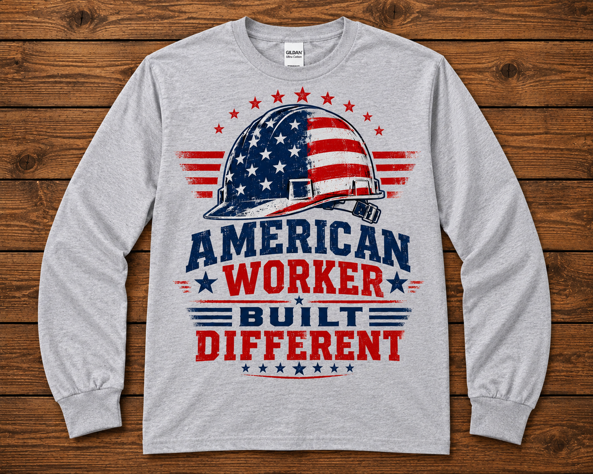 American Worker Built Different Patriotic Graphic Shirt