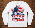 American Worker Built Different Patriotic Graphic Shirt