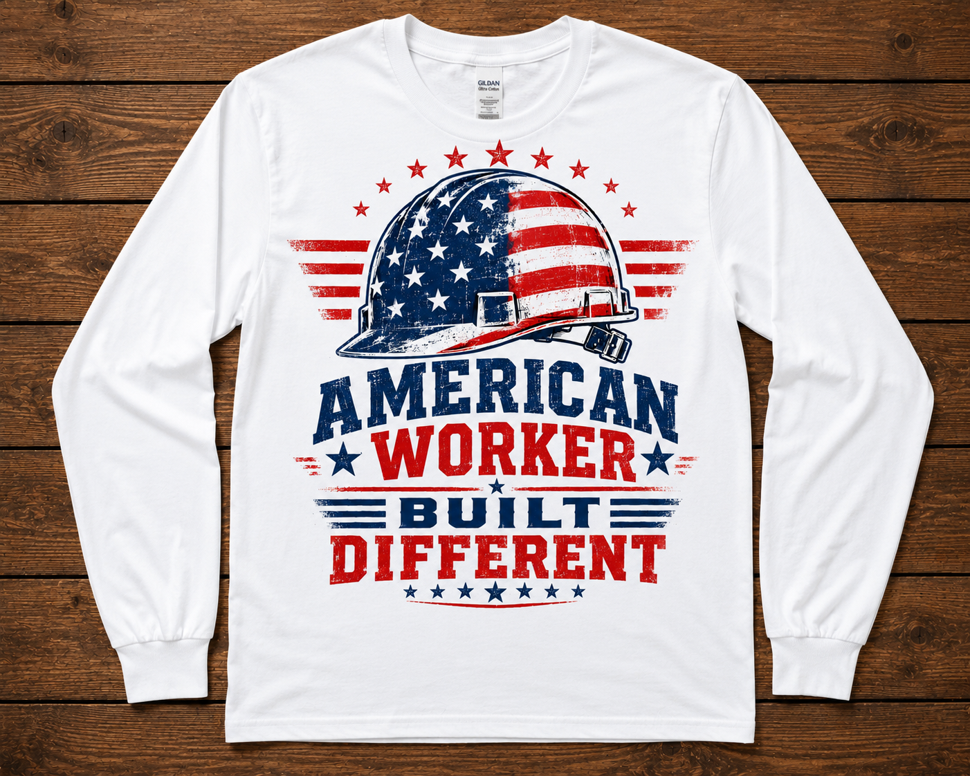 American Worker Built Different Patriotic Graphic Shirt