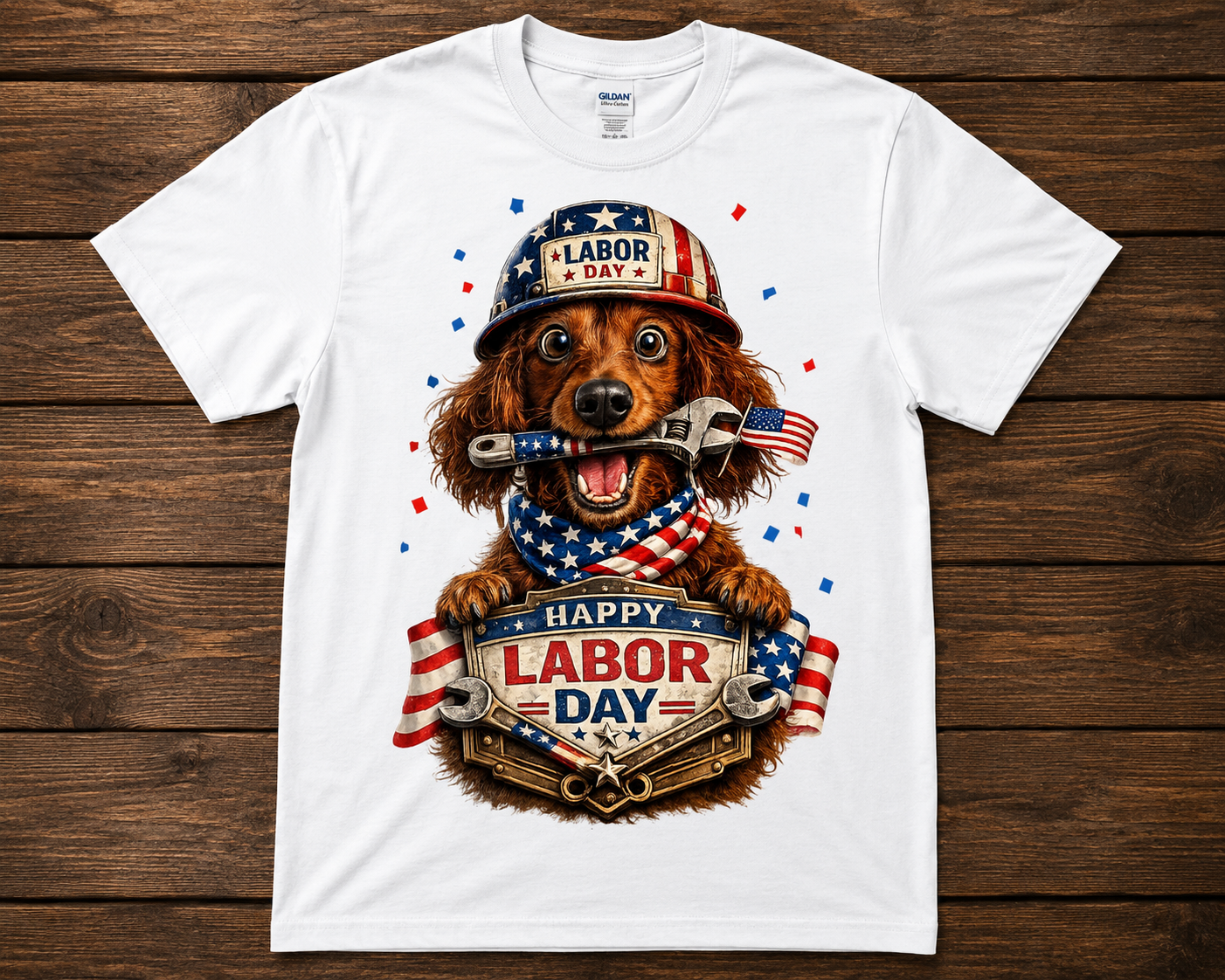 Happy Labor Day Patriotic Dog Graphic Shirt