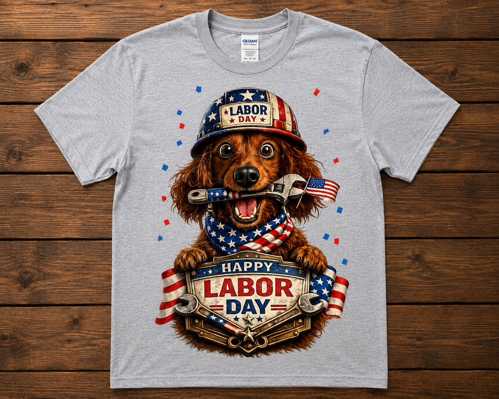 Happy Labor Day Patriotic Dog Graphic Shirt