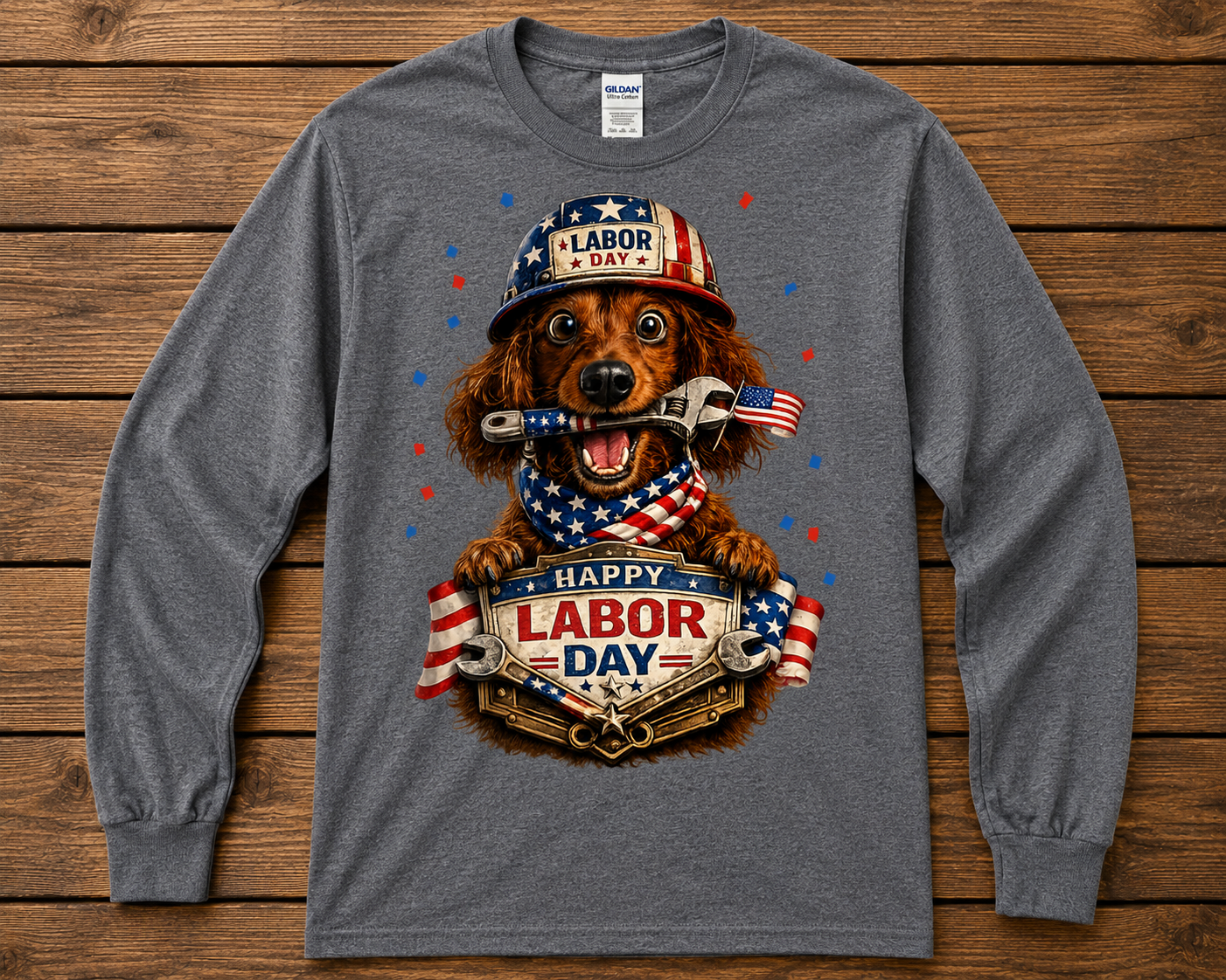 Happy Labor Day Patriotic Dog Graphic Shirt