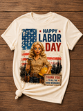 Happy Labor Day Hard Working Woman Graphic Shirt