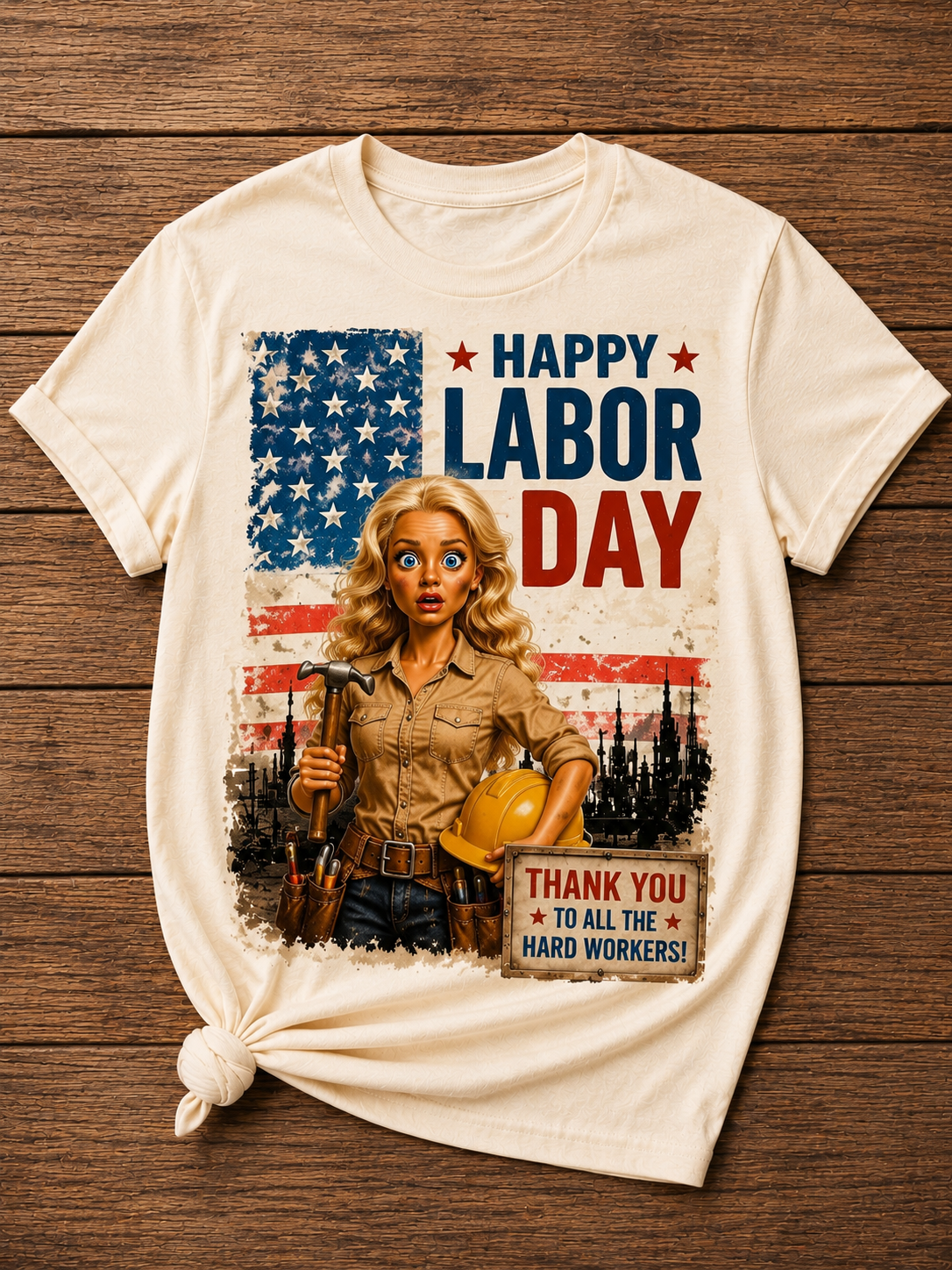 Happy Labor Day Hard Working Woman Graphic Shirt