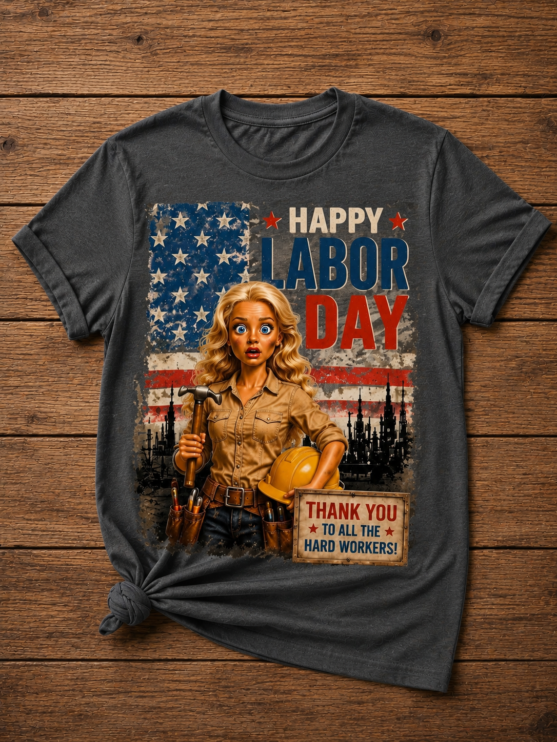 Happy Labor Day Hard Working Woman Graphic Shirt