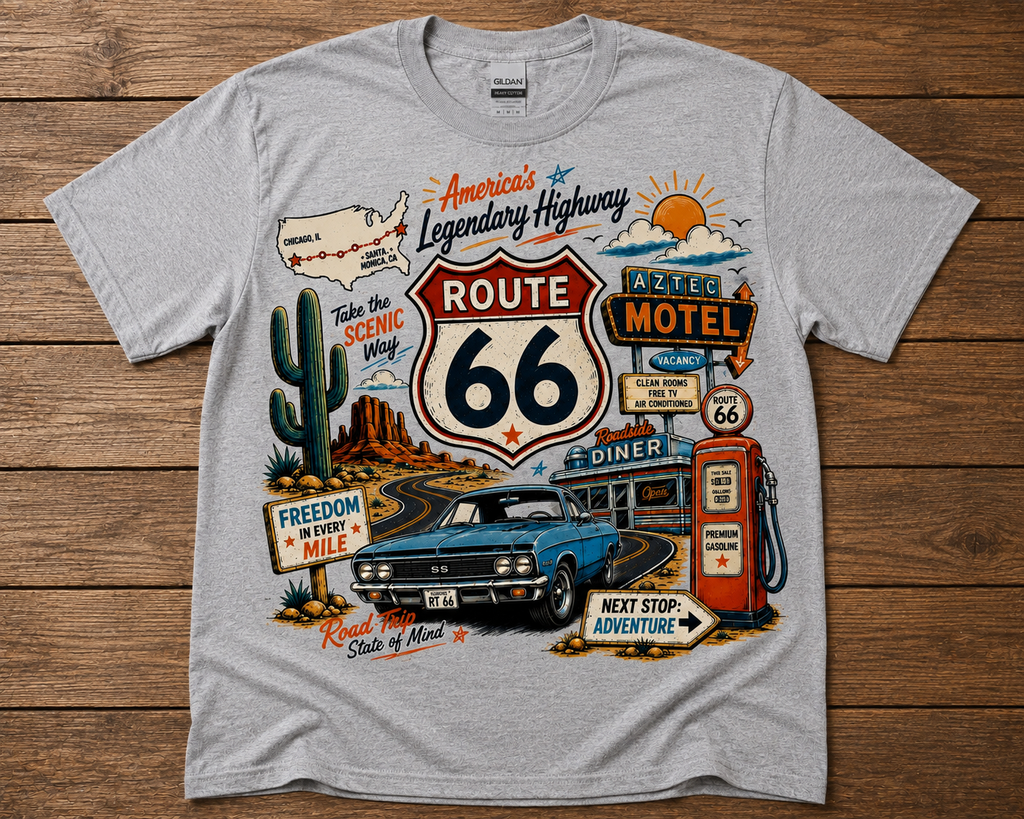 Route 66 America’s Legendary Highway Graphic Shirt