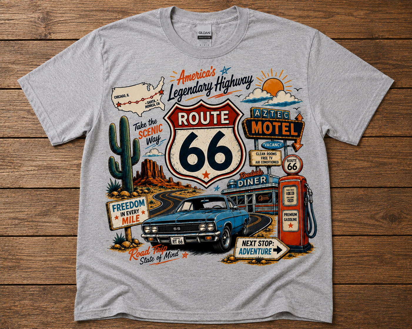 Route 66 America’s Legendary Highway Graphic Shirt