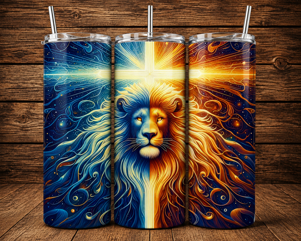 Lion of Faith Cross 20 oz Skinny Tumbler