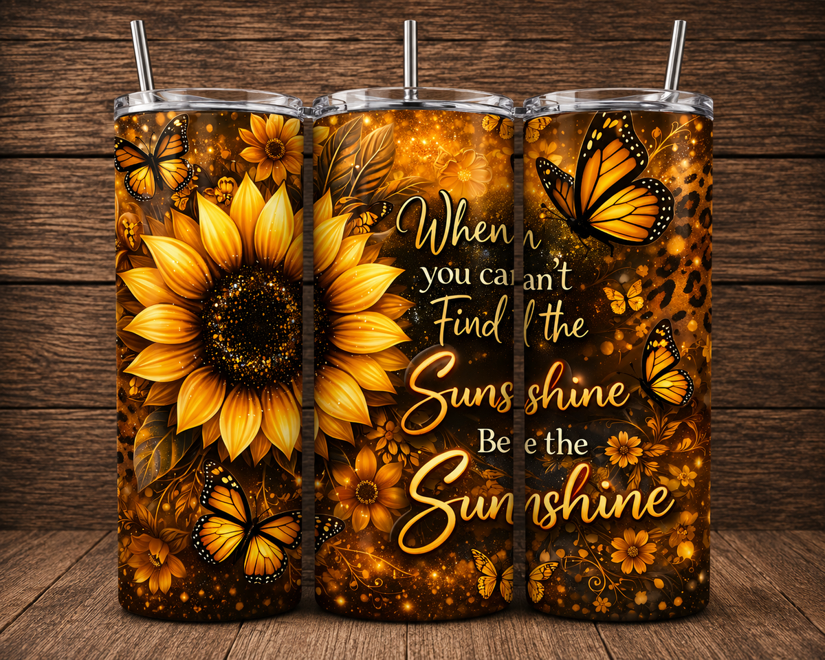 Be the Sunshine Sunflower & Butterfly 20 oz Skinny Tumbler
