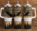 Camo American Flag Eagle 40 oz Tumbler