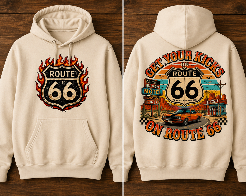 Route 66 Vintage American Road Trip Hoodie