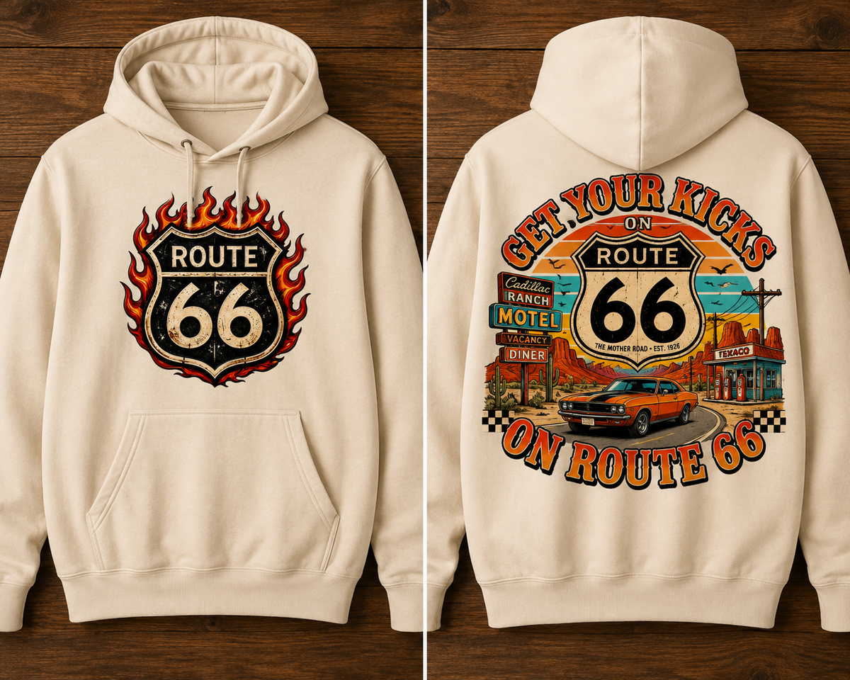 Route 66 Vintage American Road Trip Hoodie
