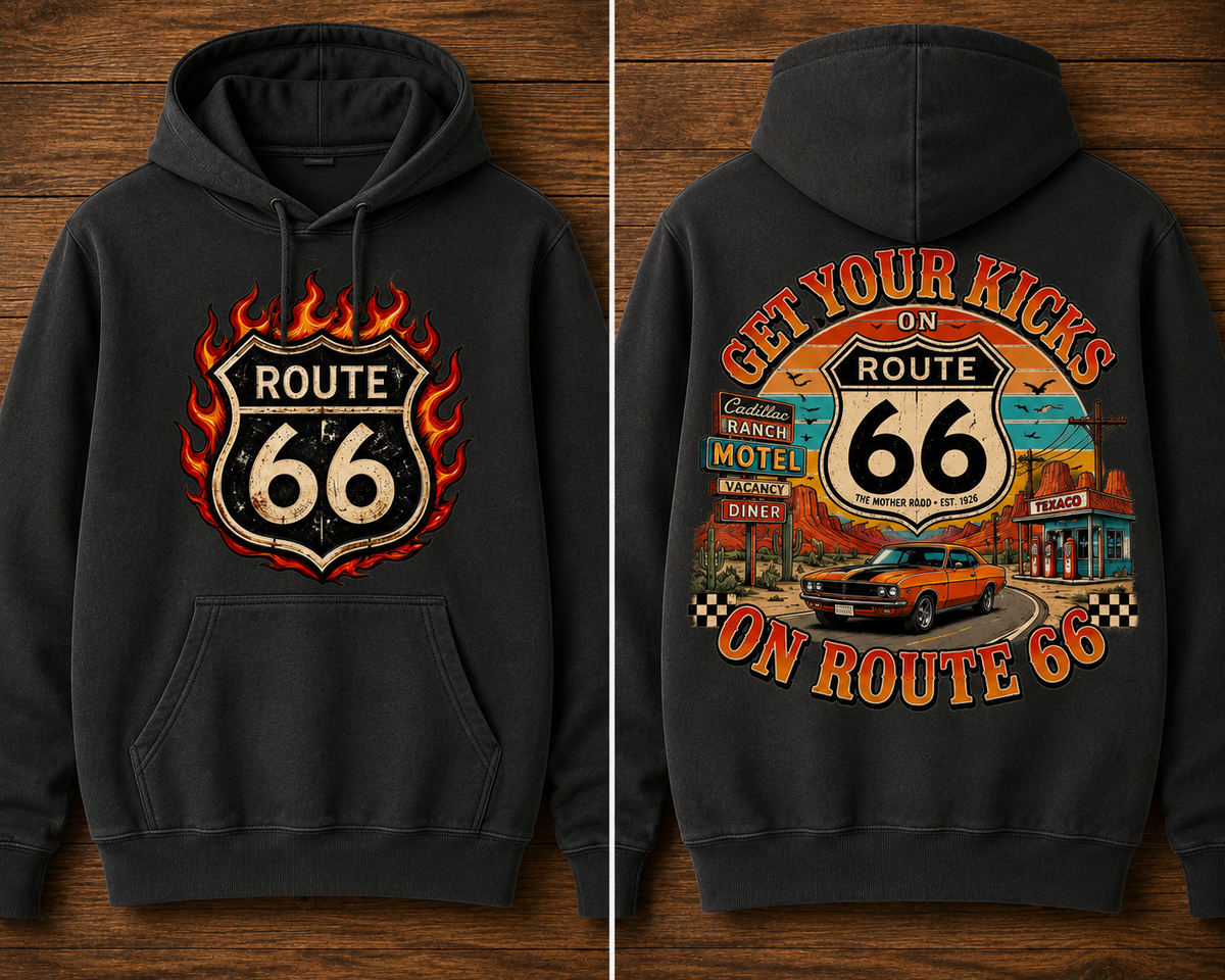Route 66 Vintage American Road Trip Hoodie