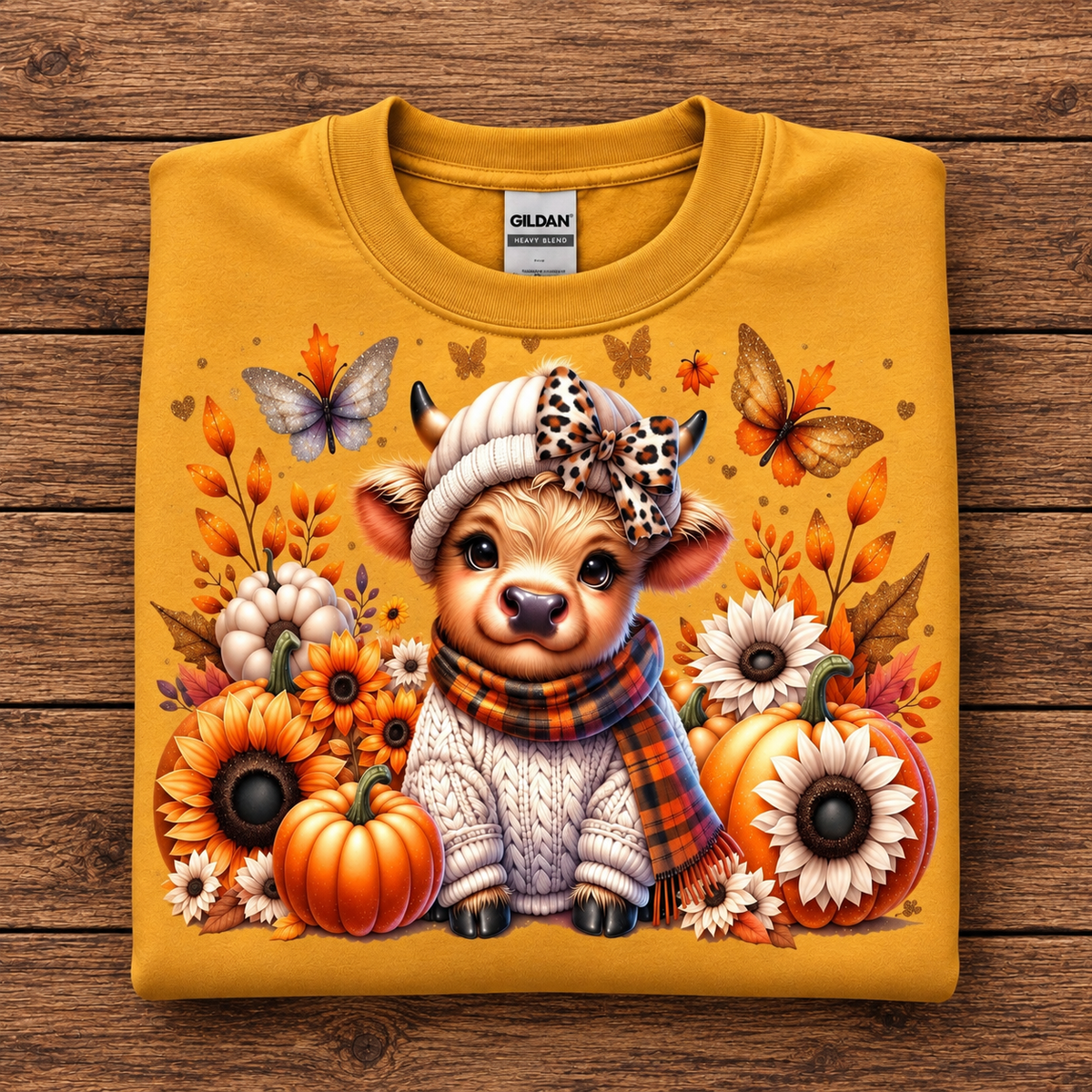 Fall Highland Cow Pumpkin & Sunflower Sweatshirt