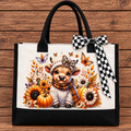 Fall Highland Cow Pumpkin & Sunflower Canvas Bag