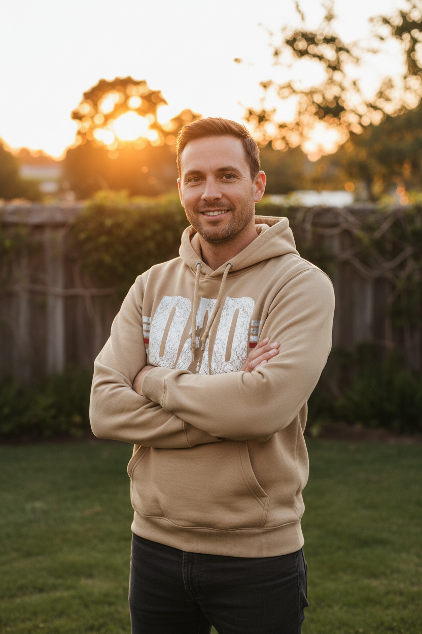 Aviation Dad Hoodie – Backyard Sunset
