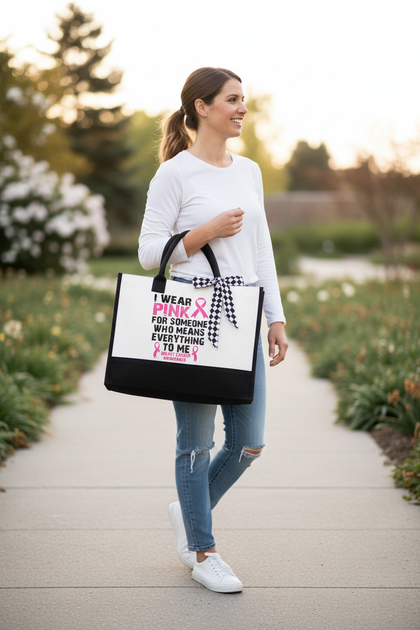 I Wear Pink Canvas Bag Mockup - Corrected Size