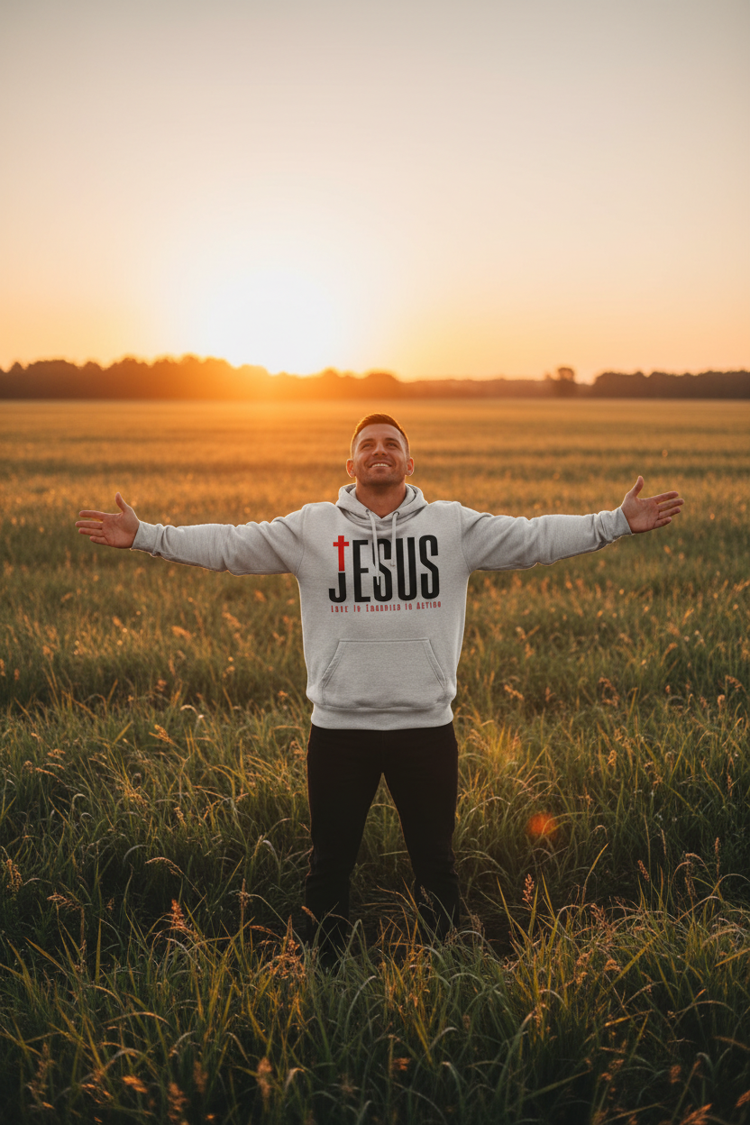 JESUS Hoodie – Man at Sunrise