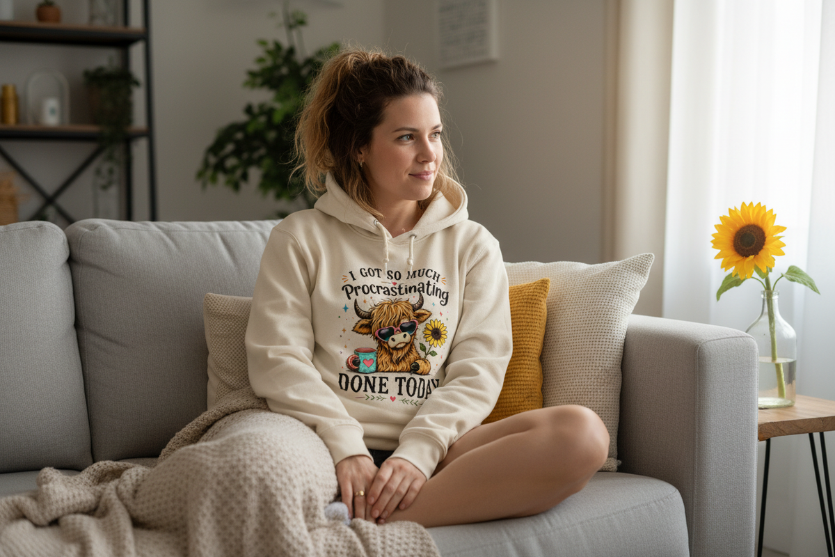 Procrastinating Cow Hoodie